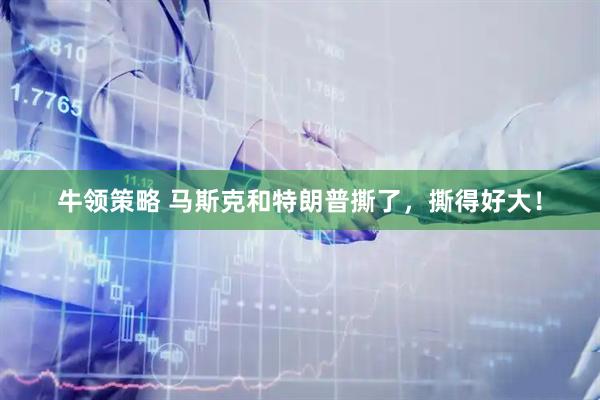 牛领策略 马斯克和特朗普撕了，撕得好大！