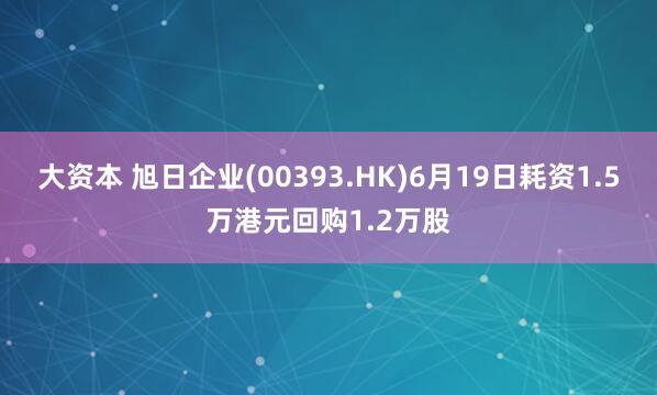 大资本 旭日企业(00393.HK)6月19日耗资1.5万港元回购1.2万股